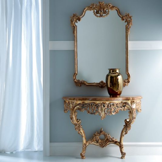 Italian Baroque Reproduction Wall Mounted Console And Mirror