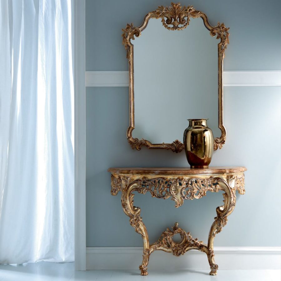 Casa Padrino Luxury Baroque Console With Wall Mirror And Stool Brown Gold Baroque Furniture