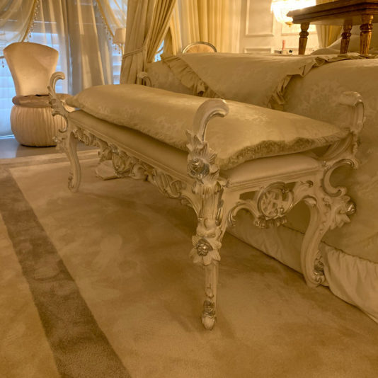Italian Baroque Ivory and Silver Bench