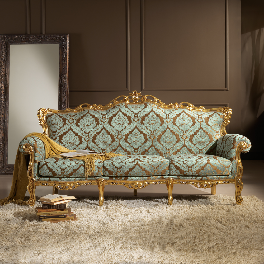 Italian Louis XV Style Gold Leaf Day Sofa