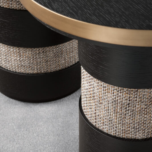 Italian Black Oak Designer Round Side Table Italian Black Oak Designer Round Side Table