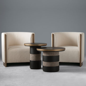 Italian Black Oak Designer Round Side Table