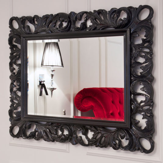 High End Designer Italian Black Rococo Mirror