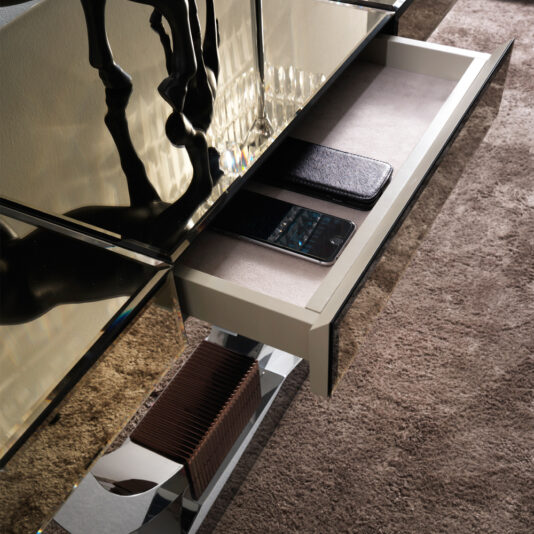 Italian Bronze Mirrored Glass Console Italian Bronze Mirrored Glass Console