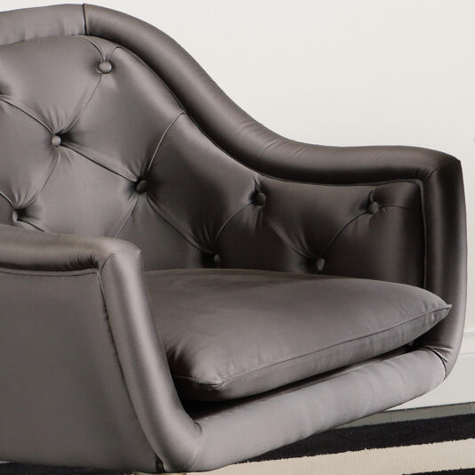 Italian Button Upholstered Satin Dining Chair