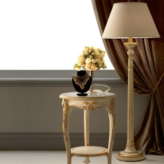 Italian Classic Ivory And Gold Designer Floor Lamp