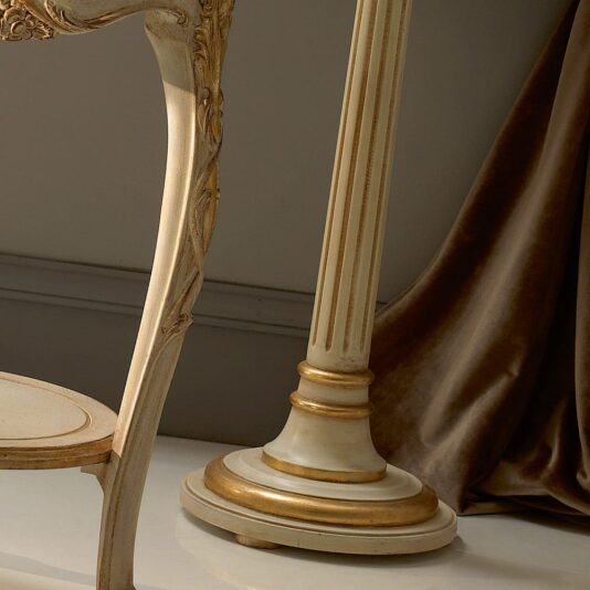 Italian Classic Ivory And Gold Designer Floor Lamp