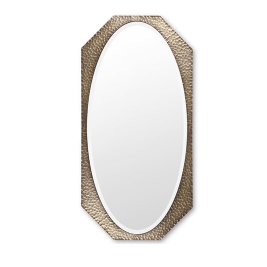 Italian Contemporary Designer Hammered Bronze Oval Mirror Italian Contemporary Designer Hammered Bronze Oval Mirror