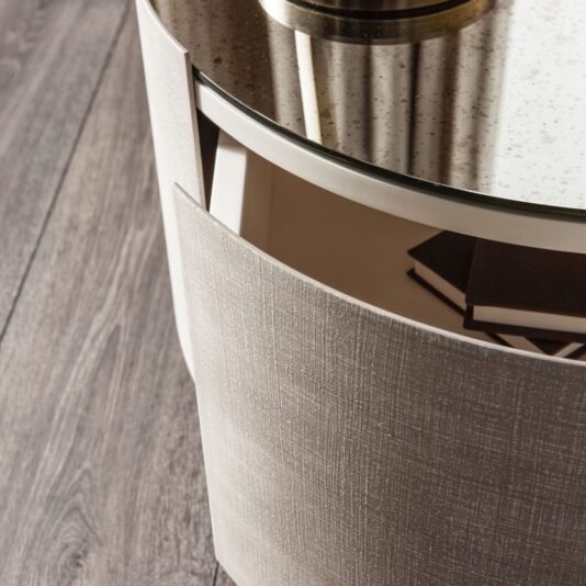 Italian Contemporary Designer Mirrored Circular Bedside Cabinet Italian Contemporary Designer Mirrored Circular Bedside Cabinet