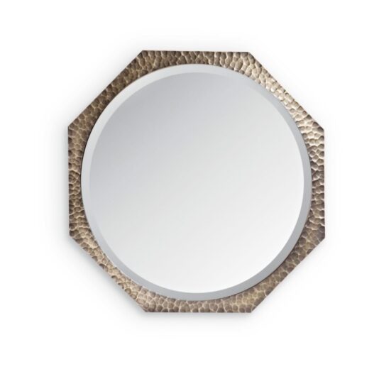 Italian Contemporary Hammered Bronze Hexagonal Mirror Italian Contemporary Hammered Bronze Hexagonal Mirror