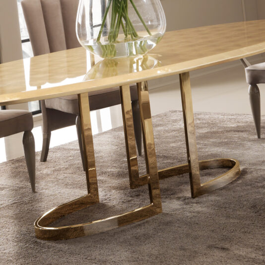 Italian Designer 24 Carat Gold Oval Dining Table