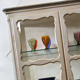 Italian Designer Antique Silver Glass Display Cabinet