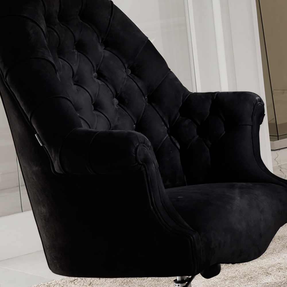 Italian Black Upholstered Study Chair