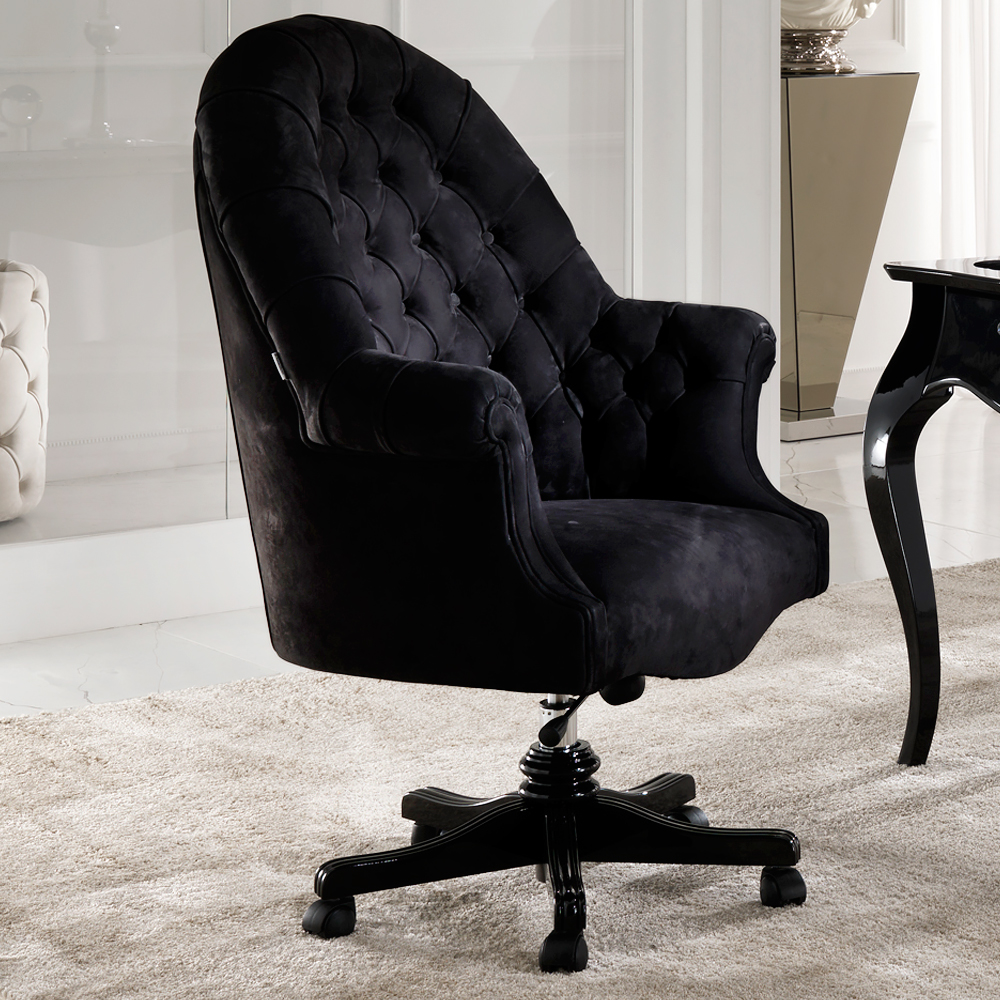 Italian Black Upholstered Study Chair