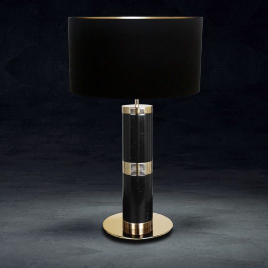 Designer Black Marquina Marble Table Lamp