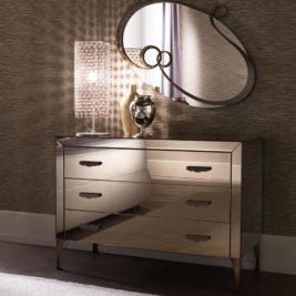 Italian Designer Bronzed Mirrored 3 drawer Chest