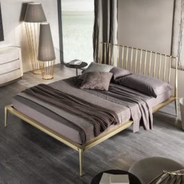 Italian Designer Brushed Brass Contemporary Bed