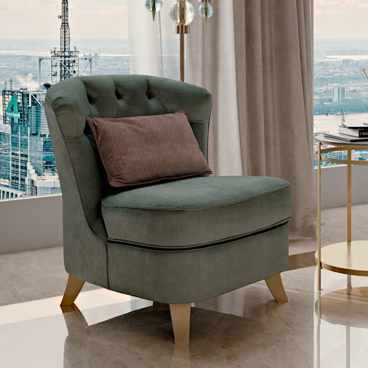 Italian Designer Button Upholstered Art Deco Inspired Chair