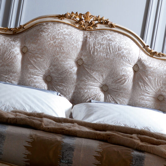 Italian Designer Button Upholstered Winged Bed Italian Designer Button Upholstered Winged Bed