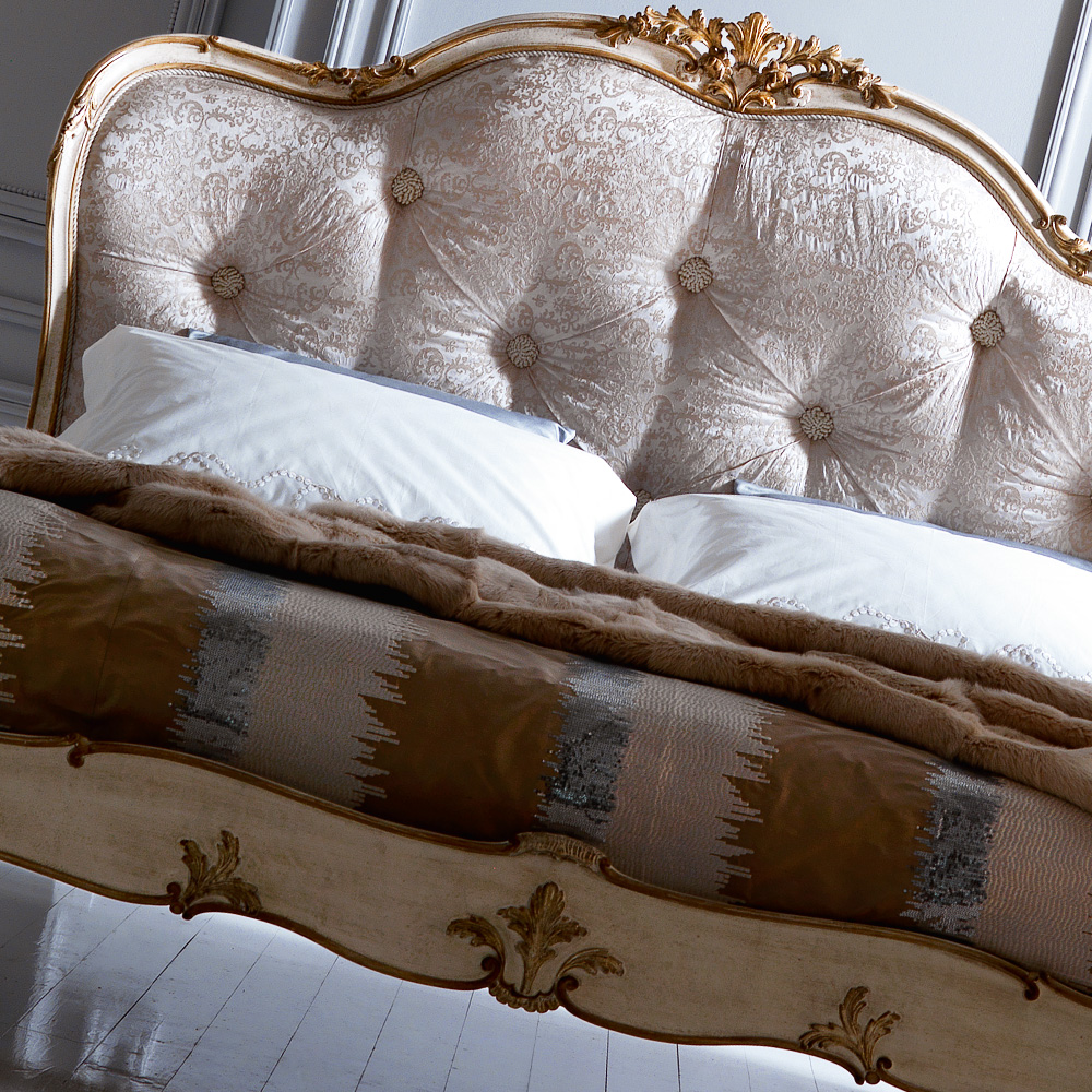Italian Designer Button Upholstered Winged Bed