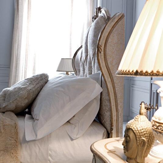 Italian Designer Button Upholstered Winged Bed Italian Designer Button Upholstered Winged Bed