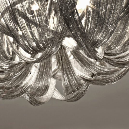 Italian Designer Silver Chain Ceiling Light