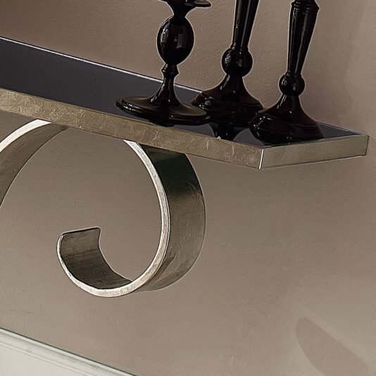Italian Designer Champagne Silver Leaf Console Italian Designer Champagne Silver Leaf Console