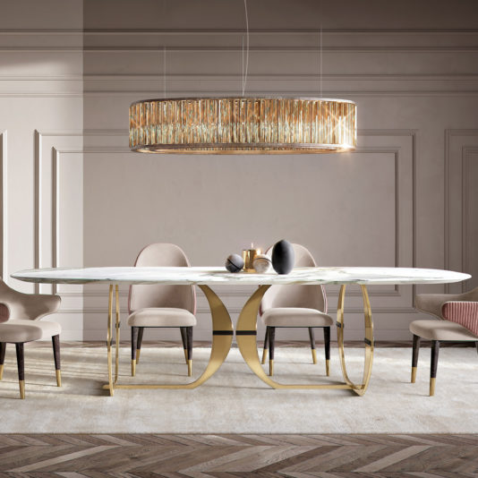 Italian Designer Contemporary Calacatta Oro Marble Dining Table