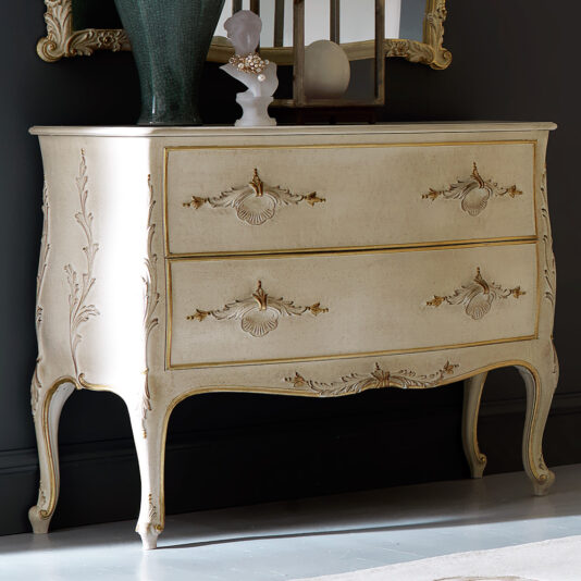 Italian Designer Decorative Chest of Drawers and Mirror Set Italian Designer Decorative Chest of Drawers and Mirror Set