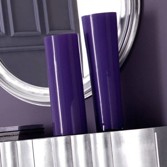 Italian Designer Glossy Silver Leaf Chest of Drawers and Mirror Set