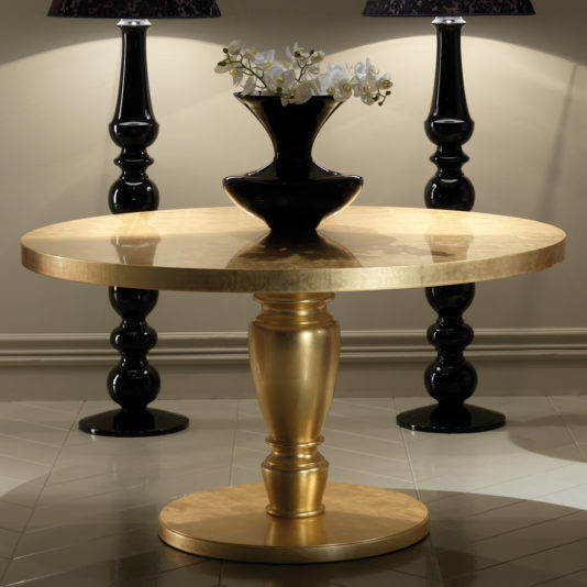 Italian Designer Gold Leaf Round Dining Table