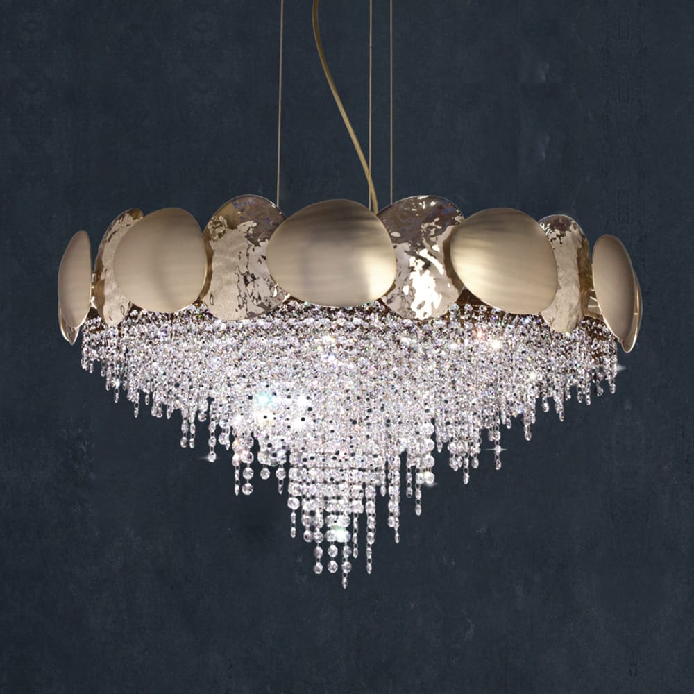 Designer Gold Plated Contemporary Crystal Chandelier