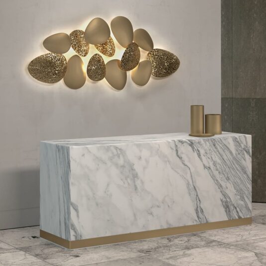 Designer Gold Plated Contemporary Lighting Installation Italian Designer Gold Plated Contemporary Lighting Installation