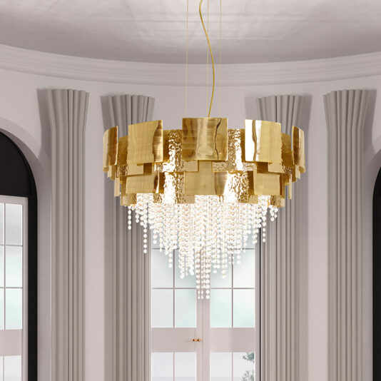 Designer Gold Plated Crystal Chandelier Italian Designer Gold Plated Crystal Chandelier