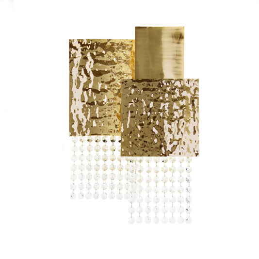 Italian Designer Gold Plated Geometric Crystal Wall Light