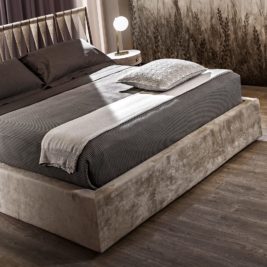 Italian Designer High End Bed With Twisted Leather Headboard