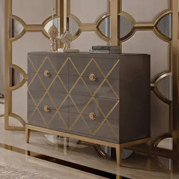Italian Designer Lacquered Art Deco Inspired Chest of Drawers