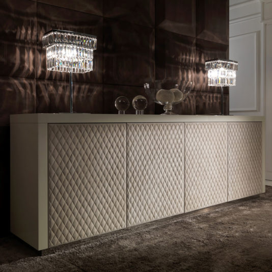 Italian Designer Lacquered Quilted Leather Sideboard