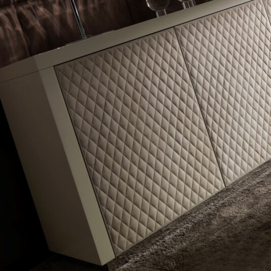 Italian Designer Lacquered Quilted Leather Sideboard Italian Designer Lacquered Leather Sideboard