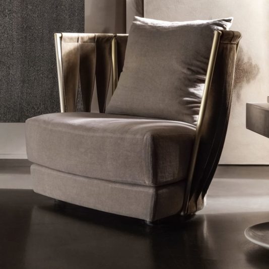 Luxury Italian Designer Leather Twist Armchair
