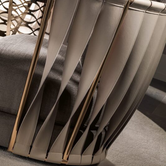 Luxury Italian Designer Leather Twist Armchair Luxury Italian Designer Leather Twist Armchair