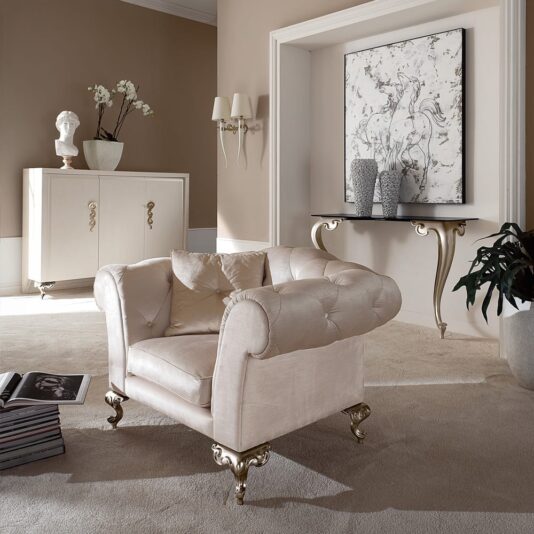 Italian Designer Nubuck Leather Button Upholstered Armchair Italian Designer Nubuck Leather Button Upholstered Armchair