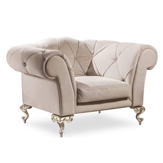 Italian Designer Nubuck Leather Button Upholstered Armchair Italian Designer Nubuck Leather Button Upholstered Armchair