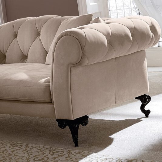 Italian Designer Nubuck Leather Button Upholstered Sofa Italian Designer Nubuck Leather Button Upholstered Sofa