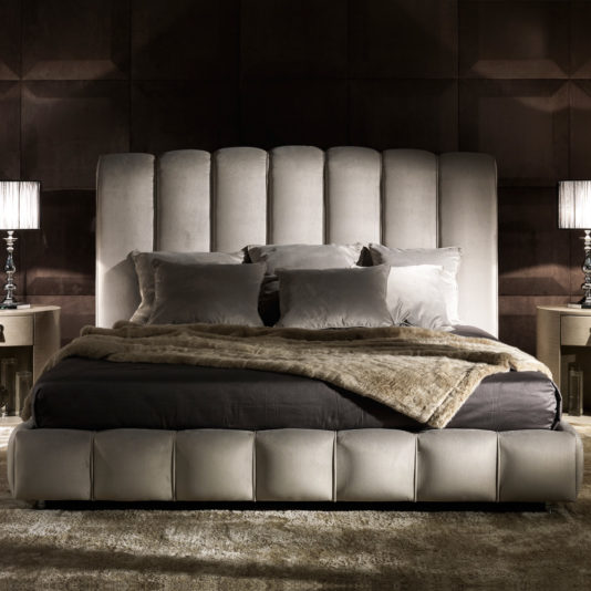 Italian Designer Padded Nubuck Leather Bed