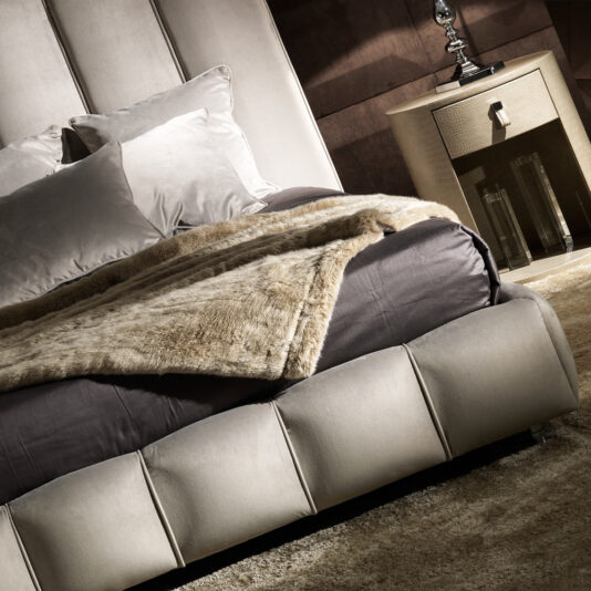 Italian Designer Padded Nubuck Leather Bed Italian Designer Padded Nubuck Leather Bed
