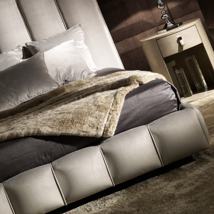 Italian Designer Padded Nubuck Leather Bed