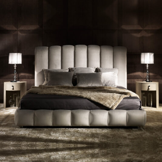 Italian Designer Padded Nubuck Leather Bed Italian Designer Padded Nubuck Leather Bed