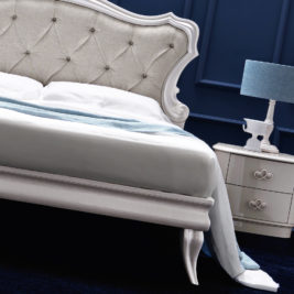 Italian Designer Pearl White Upholstered Bed