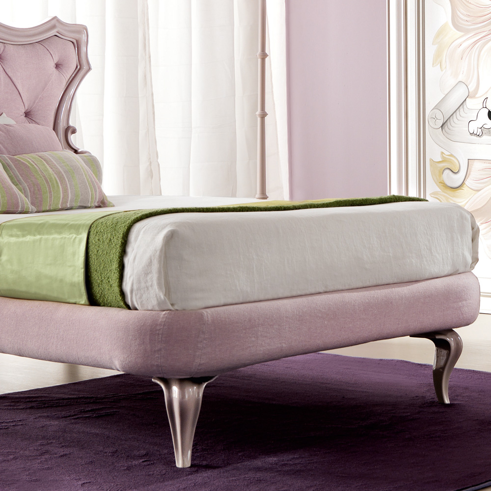 Italian Designer Pink Button Upholstered Single Luxury Bed